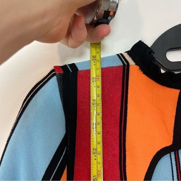 Roksanda Cutout Multi Color Block Stretch Knit Midi Dress Vertical Striped M - Picture 14 of 14